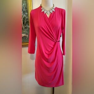 Calvin Klein like new beautiful pink color faux wrap dress SZ M